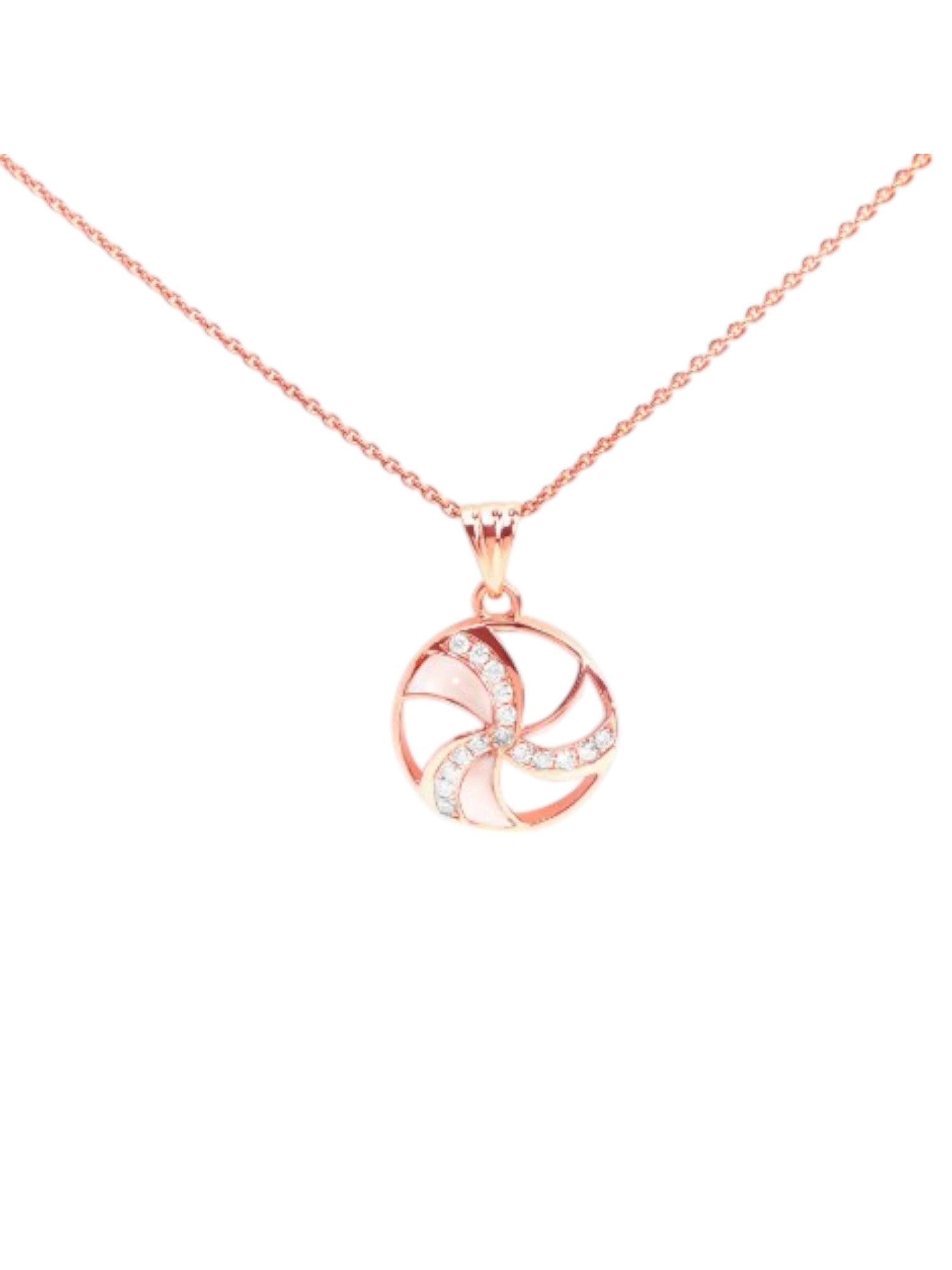 Trendy Design 925 Sterling Silver CZ Stones Rose Gold Plated Pendant With Chain For Women By Kesardeep
